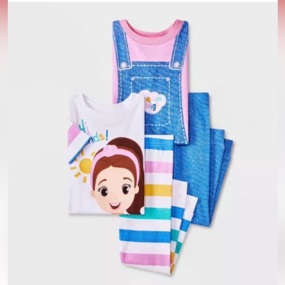 Toddler Girls' 4pc Short Sleeve Cotton Snug Fit Ms. Rachel Pajama Set - Pink